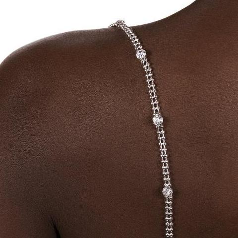 silver diamond bra straps on dark skin