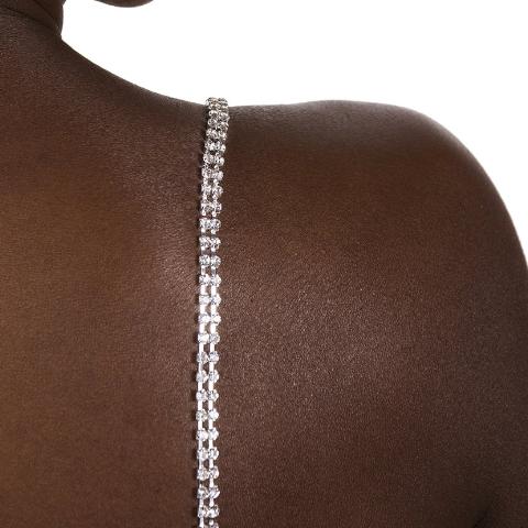 silver 2 rows bra straps with crystals