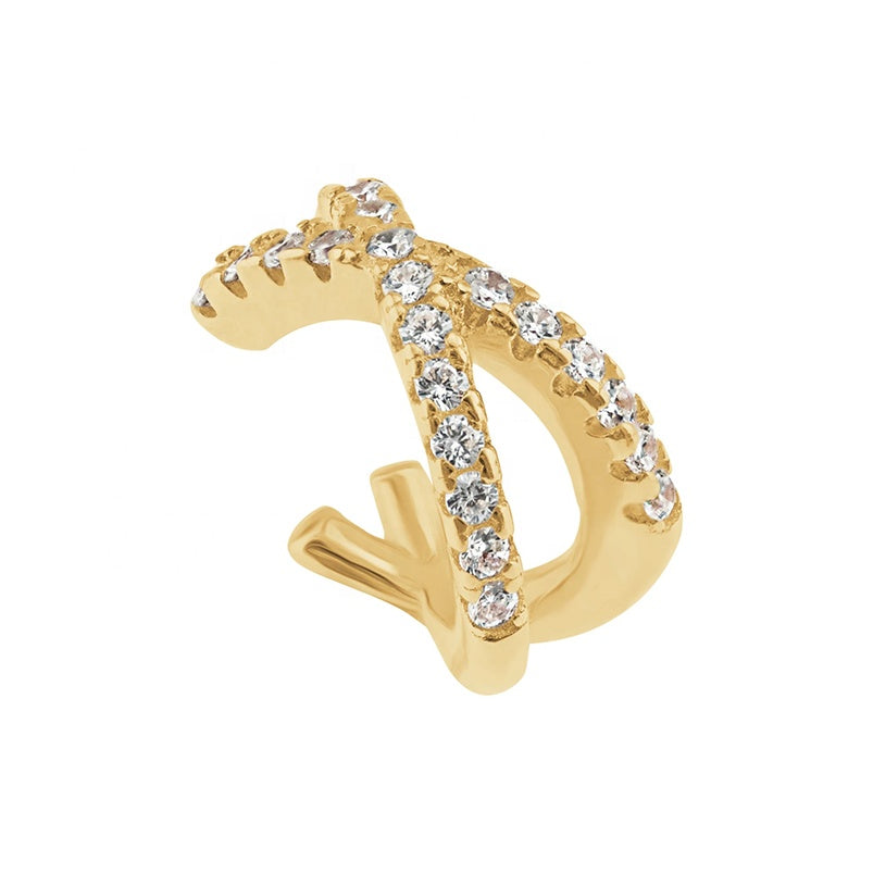 Gold ear cuff with crystals