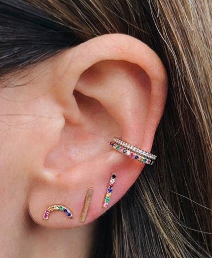 Several rainbow earrings