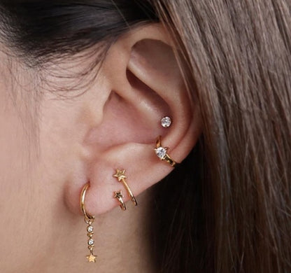 Star golf earrings stack