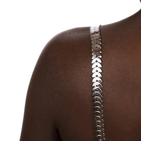 dark silver bra straps on dark skin color
