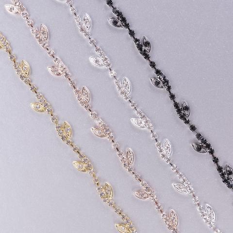 gold, rose gold, silver and black leaf bra straps with crystals