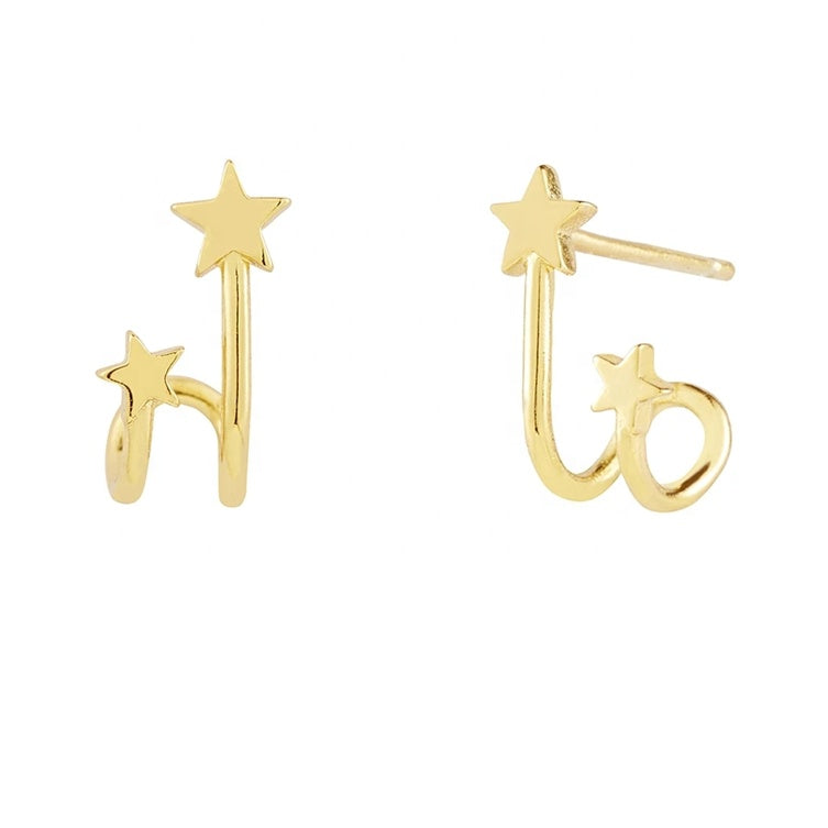 double star huggie earrings