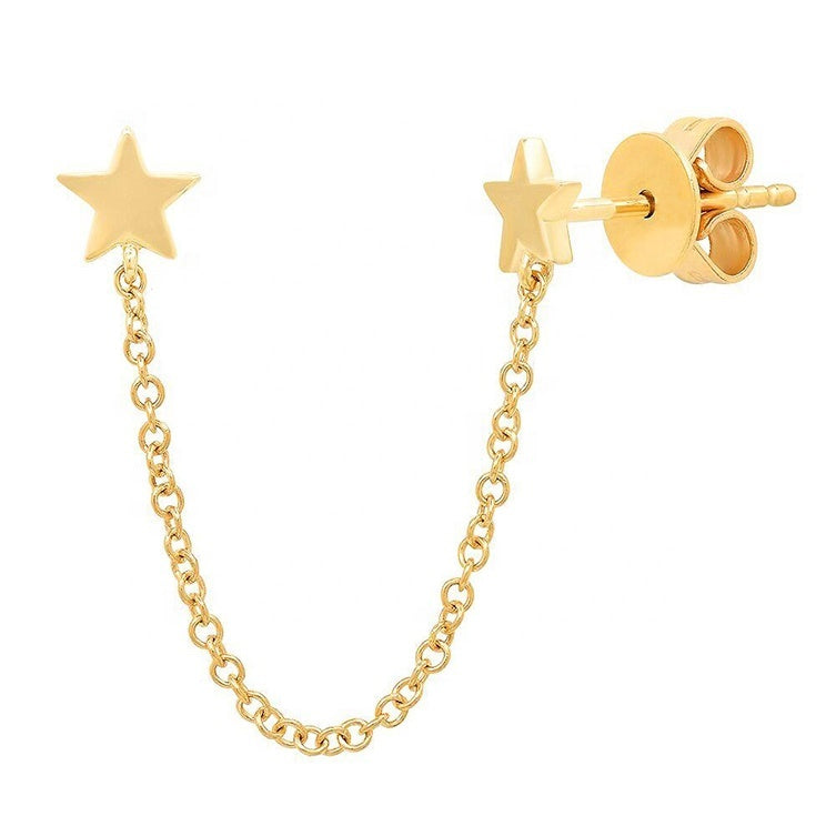 2 stars drop earrings gold