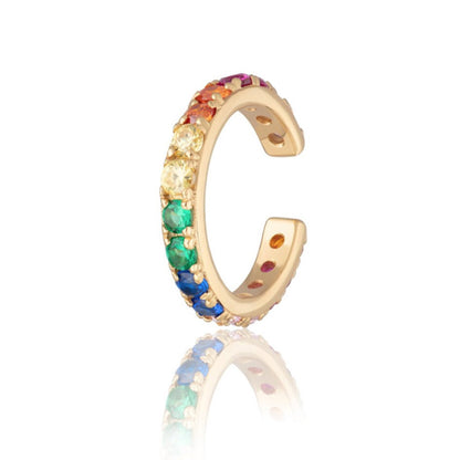 Gold rainbow color crystals ear cuff