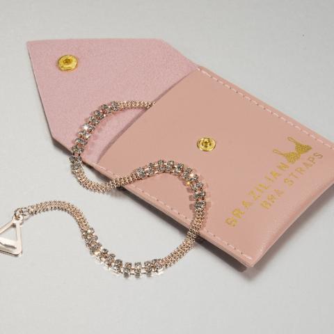 rose gold bra straps with pick gift pouch