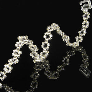 Open image in slideshow, hand beaded silver bra strap
