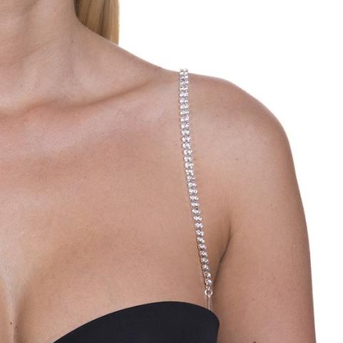 silver 2 rows bra straps with crystals