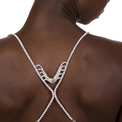 back bra straps with crystals and 24 white gold plated