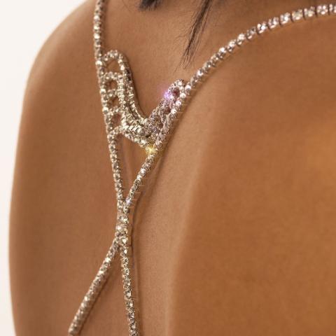 back bra straps with crystals in 24 K white gold plated 