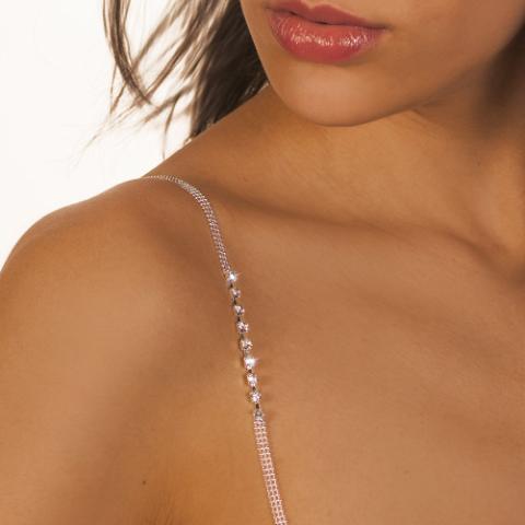 silver bra straps with small amount of crystals i